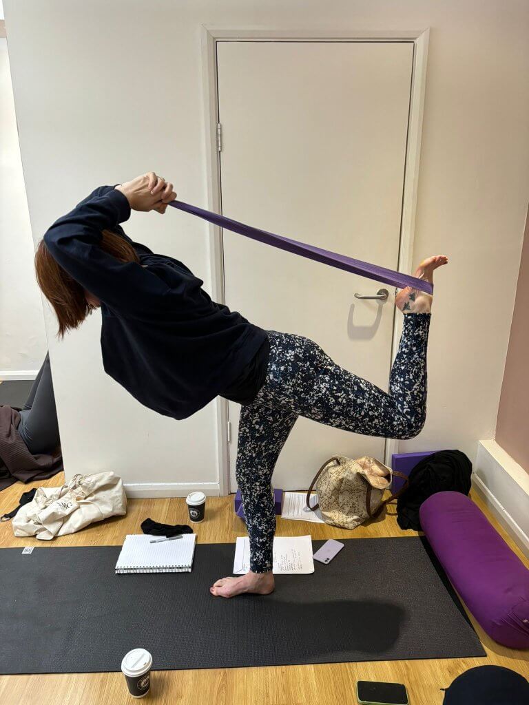 Suzanne during a Yoga lesson